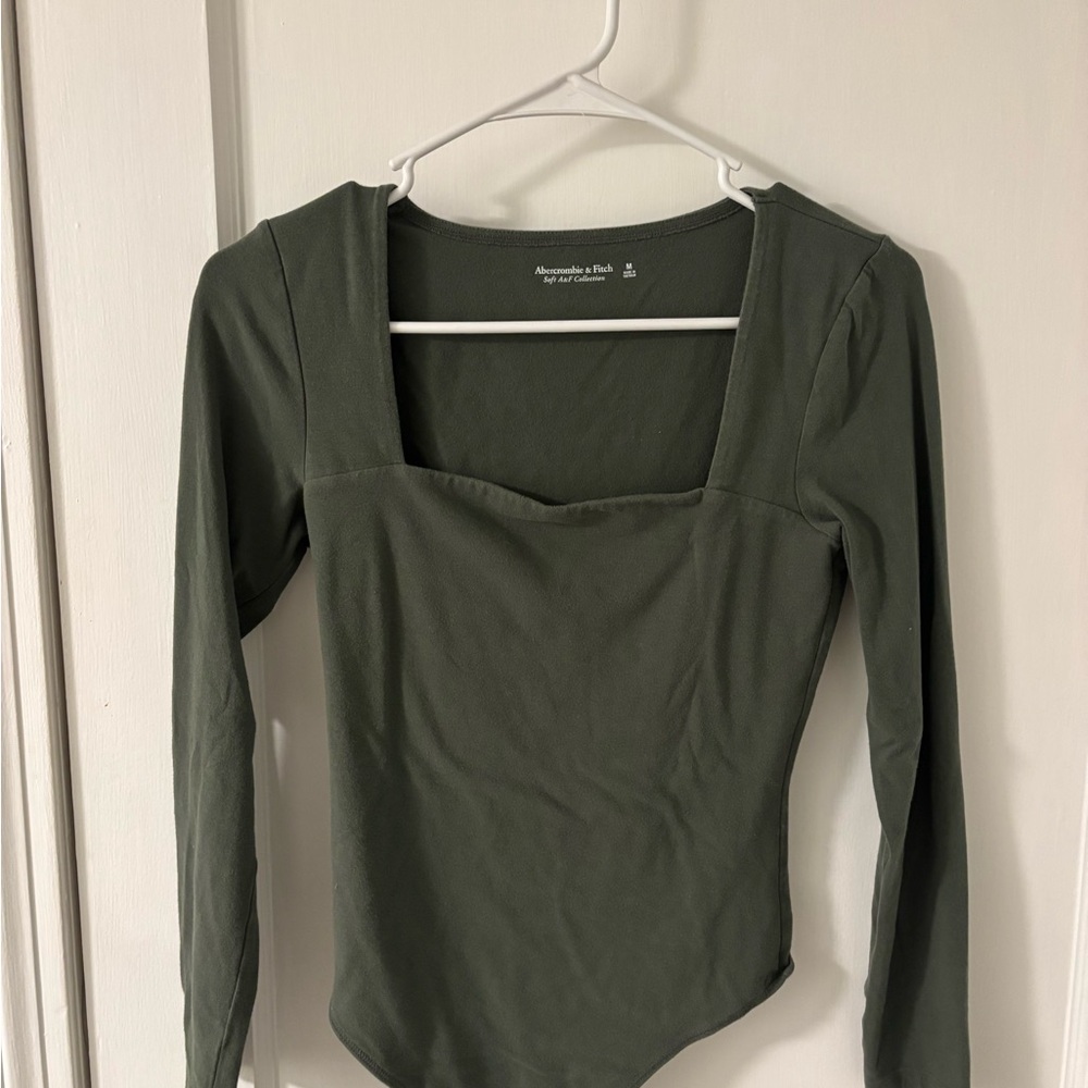 Abercrombie & Fitch Dark Green Square Neck Bodysuit